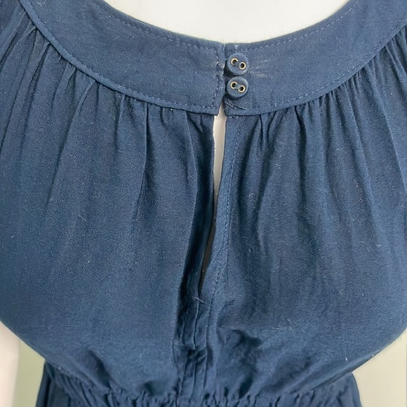 Madewell Sophia Split Neck Short Sleeve Midi Dress Navy size small - Picture 9 of 13